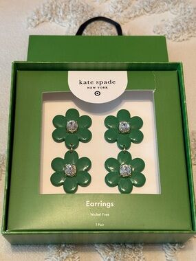 kate spade x target green double floral drop earrings